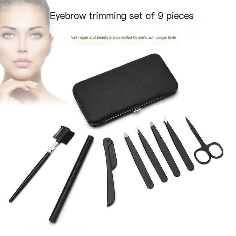 9-Piece Professional Eyebrow and Makeup Tool Set